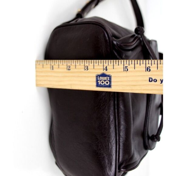 Bloomingdale's BROWN GENUINE LEATHER FLAP BACKPACK SHOULDER BAG HANDBAG PURSE - Picture 13 of 15